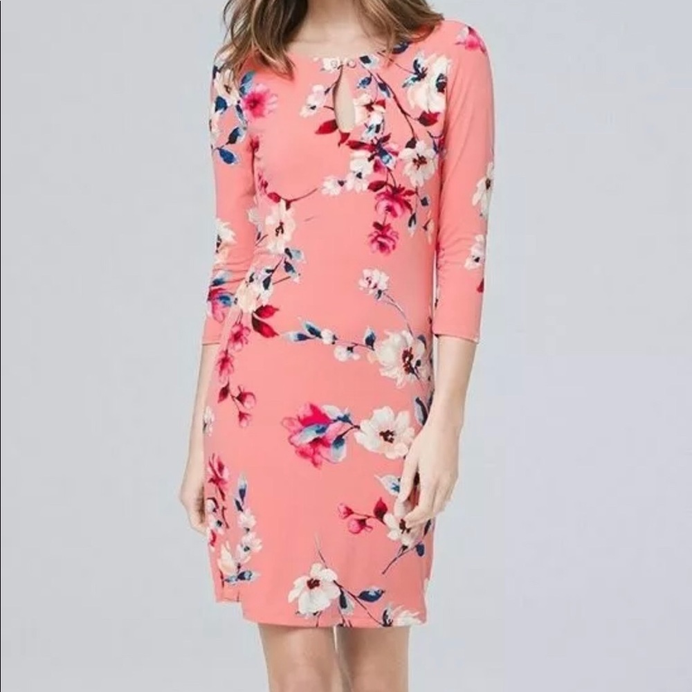White House Black Market Pink Floral Shift